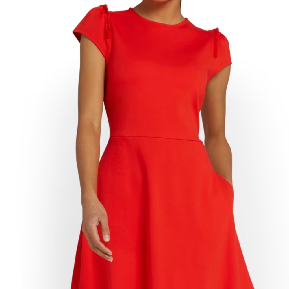 Petite Puff-Sleeve Flare Dress - City Knits